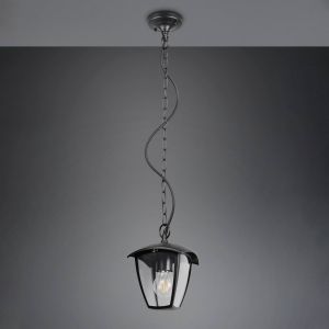 Trio Suspension lampe suspendue plafonnier aluminium noir lanterne IP44 H 82 cm