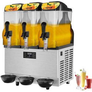 VEVOR Machine &agrave; Granit&eacute;s Commerciale 3x12 L Machine &agrave; Granitas en Inox et PC Alimentaire Distributeur de Boissons Frapp&eacute;es Slushie R&eacute;frig&eacute;ration Rapide Contr&ocirc;le S&eacute;par&eacute;e de Bol Restaurants Caf&eacute;s Bars