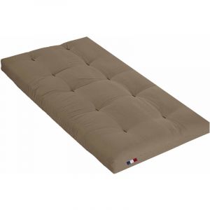 Terre de Nuit Matelas futon mousse memoire + coton, anti-taches, taupe 90x190 - Taupe