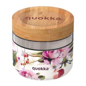 Quokka DELI DARK FLOWERS | CONTENANT ALIMENTAIRE EN VERRE AVEC COUVERCLE EN SILICONE 820 ML