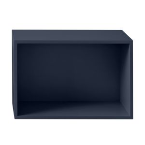 Image de Muuto Etagère Stacked 2.0 / Large rectangulaire 65x43 cm / Avec fond bleu nuit en bois