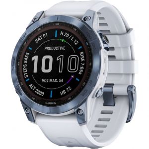 Garmin Fenix 7 Sapphire DLC Titanium GPS Watch SS22 - Mineral Blue - Whitestone, Mineral Blue - Whitestone