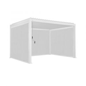 Pergola bioclimatique aluminium 3x4m + 2 stores 3m + 1 store 4m blanc