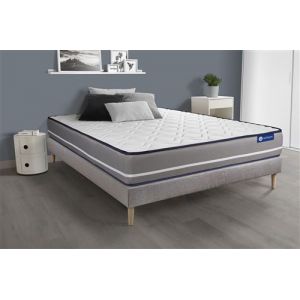 Actisom Ensemble matelas Ressorts ensac s ACTIFLEX PUR 140x190cm 3zones de confort + sommier KIT gris
