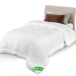 Vounot Couette Temp&eacute;r&eacute;e 300GSM 155x200 cm Couette Chaude en Microfibre Couverture Douce avec Rembourrage Moelleux Couette Respirante Certifi&eacute;e Oeko-Tex Blanc