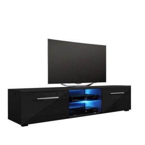 Meuble TV Tenus - buffet TV - avec &eacute;clairage LED - noir