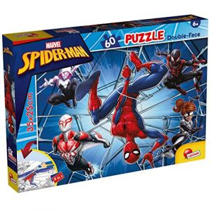 Lisciani Giochi Giochi Marvel Puzzle DF, 99634, Rompecabezas de Doble Cara M-Plus 60 Spiderman