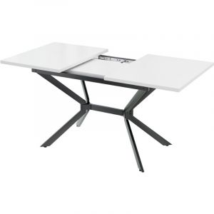 Table de salle à manger pliable 160x80x75cm, Extensible, Rectangulaire, blanc
