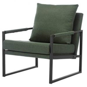 Fauteuil lounge en tissu Sauge et métal noir