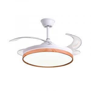 Bel Air Cosmos Ventilateur de Plafond avec T&eacute;l&eacute;commande 72W Pales R&eacute;tractables 108cm Blanc/Naturel