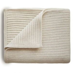 Couverture en coton bio Ribbed Beige melange (80 x 100 cm)