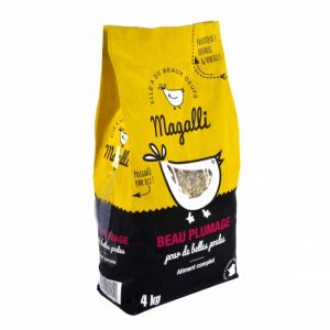 Magalli Aliment complet beau plumage pour volaille en sac jaune de 4 kg