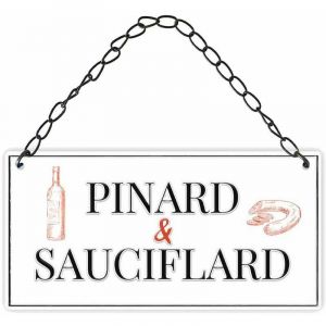 Rétro Plaque à suspendre relief - Pinard et sauciflard 20 cm