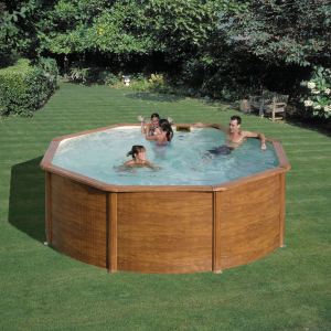 Gre KIT240W - Piscine Pacific ronde hors sol aspect bois Ø 240 x 120 cm