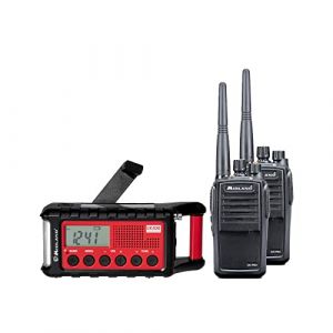 Midland PMR Premium Kit d'urgence G15 Pro Radio + Radio à manivelle avec étui, chargeurs, Piles, Fonction SOS Morse, sifflet ultrasonique pour Chien et Panneau Solaire