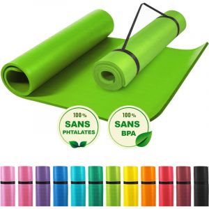 Gorilla Sports Tapis en mousse grand -190x100x1,5cm (Yoga - Pilates - sport à domicile) VERT CITRON
