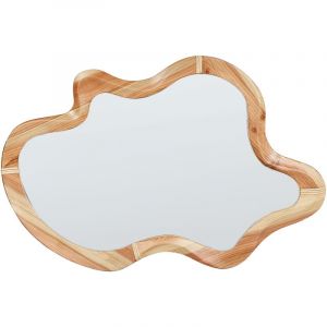 Beliani Miroir Mural avec Cadre en Bois D&eacute;coratif 89 x 49 cm Bois Clair Drevant