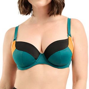 Sans Complexe Beyond The Beach Haut de Maillot de Bain avec Armatures, Black Green Yellow, 90C Femme