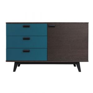 Buffet chêne massif et laqué COOPER Pirotais Bois massif Bleu