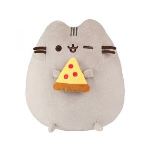 Pusheen Peluche Mascotte 24cm avec Pizza Design Charmant Ultra Doux Gris clair