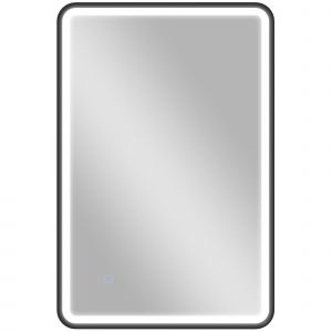 Homcom Miroir mural LED tactile r&eacute;glable 44W fonction antibu&eacute;e dim. 60 x 90 cm aluminium noir