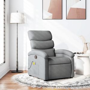 VidaXL Fauteuil de massage inclinable Gris clair Tissu