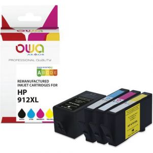OWA Pack de 4 - jaune, noir, cyan, magenta - compatible - boîte de suspension - remanufacturé - cartouche d'encre (alternative pour : HP 912XL) - pour HP Officejet Pro 8023, 8024, 8025
