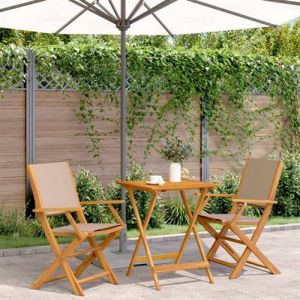 VidaXL Ensemble de bistro 3 pcs taupe tissu et bois massif, ensemble de bistro de jardin, ensemble de balcon, ensemble de 3281810