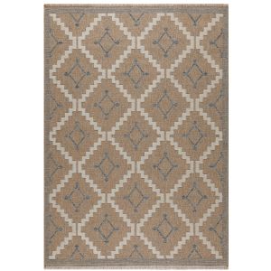 Nazar Tapis intérieur/extérieur aspect jute motif géométrique bleu-120x170