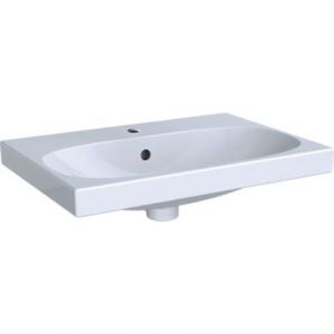 Geberit Keramag - Acanto Lave-mains Compact 500631, avec trou pour robinet, avec trop-plein, 600x420mm, Coloris: Blanc - 500.631.01.2