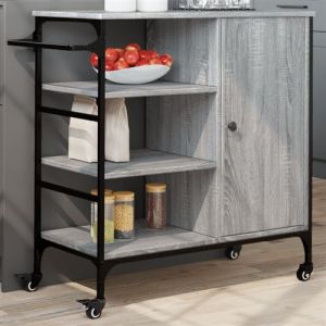 Chariot de cuisine sonoma gris 87,5x38,5x84,5cm bois ingénierie