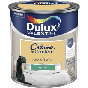 Dulux Valentine Peinture Crème De Couleur Satin Jaune Safrané 0,5 L - Jaune Safrané