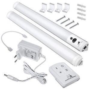 Maclean MCE245 Plafonniers linéaires à LED pour armoire avec télécommande Réglage de la luminosité 240LM Blanc froid [Classe énergétique A] (2 modules set)