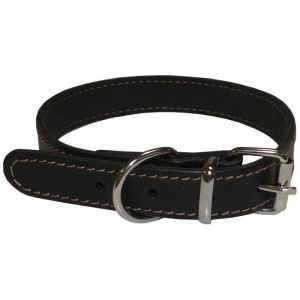 YAGO Collier en cuir - Taille L 43-54 cm - Noir - Pour grand chien