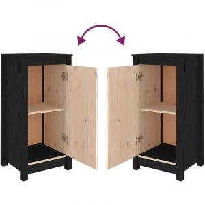 Buffet bahut commode armoire meuble de rangement organisateur cuisine salle de séjour salons lot de 2 39 x 35 x 80 cm bois massif de pin noir