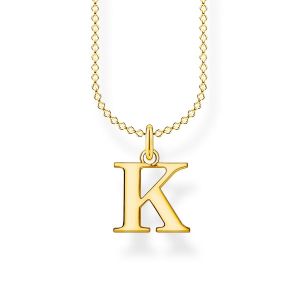 Thomas Sabo Chaîne lettre K or Argent sterling 925, doré or jaune 18 carats Jaune