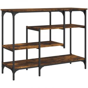 VidaXL Table Console avec Étagères, Bout de Canapé avec Pieds, Table d'Appoint avec Rangement, Meuble de Salon Entrée, Industriel, Chêne Fumé