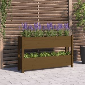 VidaXL Jardinière Marron miel 112x25x66 cm Bois massif de pin