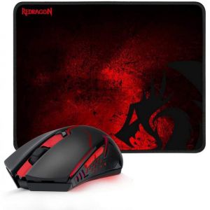 Redragon Pack Souris Gamer Sans Fil USB 2400dpi 6 Boutons + Tapis de Souris Gaming