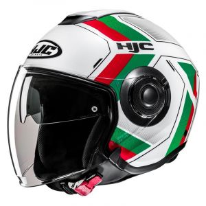 HJC Casque jet i40N Velu MC41 vert/blanc/rouge brillant- 2XL