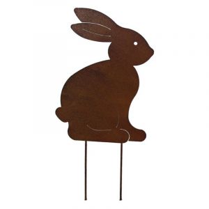 Lapin assis en m&eacute;tal - D&eacute;co jardin 33cm