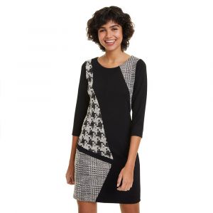 Image de Desigual Robe Lara courte moulante motif pied de poule Noir - Taille L;M;S;XL