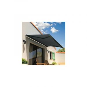 Intersun STORE Coffre CINABRE Gris Anthracite 3,00x2,00 ML Motoris&eacute; Interrupteur - Toile Gris Graphite