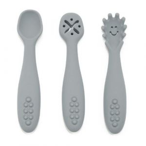 Set de 3 cuillières d'apprentissage GRIS