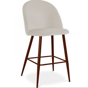 Privatefloor Tabouret tapissé en velours - Design scandinave - 66cm - Evelyne Beige
