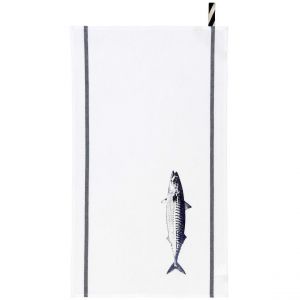 Declikdeco Torchon Maquereau Bright Blue Blanc 50 x 70