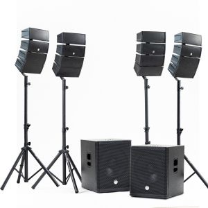Bm sonic Pack Sonorisation DJ complet 2400W BMS-15-ARRAY-BT, 4 Enceintes satellites, Caissons 38cm USB/Bluetooth Supports Câbles