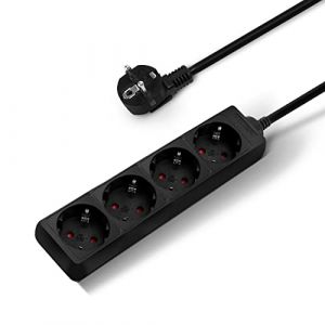 Aigostar-Multiprise 4 Prises avec Parasurtenseur Parafoudre câble 3 m Noir 3680w
