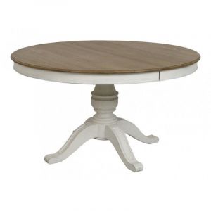 Decoration D ’ Autrefois - Table ronde extensible pour 6 à 10 pers - Bois - Blanc - Interior's