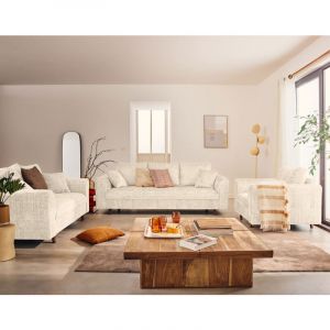 Rune - canapé droit 3 places en velours texturé - beige